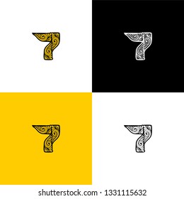 number 7 with the motif of the decortion of the logo