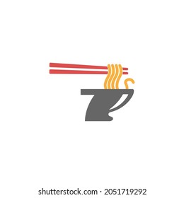 Number 7 with noodle icon logo design vector template