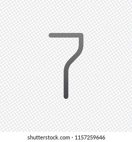 Number 7, numeral, seventh. On grid background