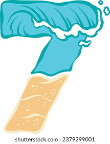 Number 7 Ocean Waves Beach Theme Numbers