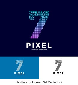 Number 7 pixel colorful vector design. Suitable for business, initial, poster, technology and network