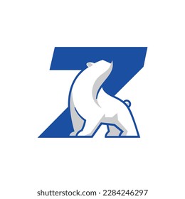 Number 7 with polar bear logo design template. Creative vector symbol.