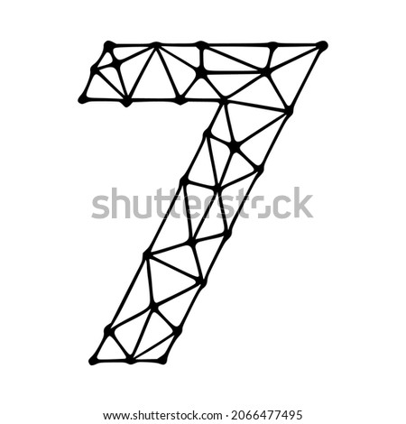 Number 7 polygonal symbol, clip art isolated on white background