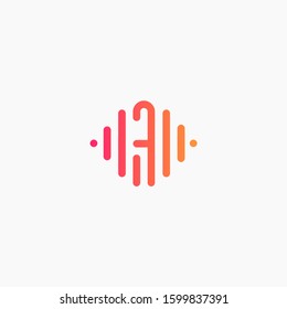 Number 7 with Pulse music player element. led lighting concept. technology and digital. minimalist sound music equalizer, Bass, DJ icon, nightclub, disco. logotype Unique and simple element - vector