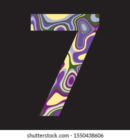 Number 7 in random color can be used for printing on round neck casual shirts and for so many purposes