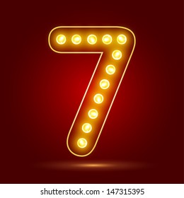  Number 7 with realistic lamp, vector illustration. can be used for christmas / happy birthday / happy new year and more.