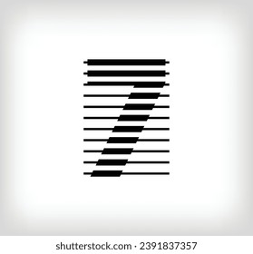 Icono de logotipo de línea de exploración número 7, ilustración vectorial. Número 7 formado por la combinación de líneas. Diseño plano creativo.