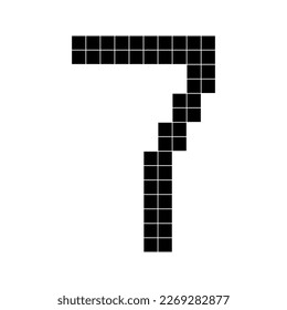 Number 7 seven 3d cube pixel shape minecraft 8 bit