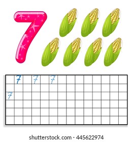 Number 7 with seven corn