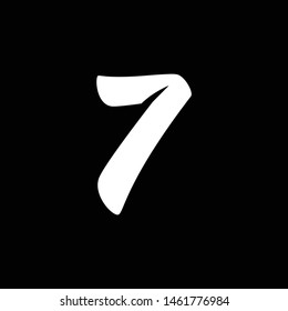 number 7, seven logo design, custom hand lettering, white on black background