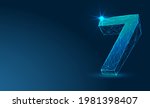 Number, 7; seven, seventh, Futuristic vector font typeface unique design. For technology, digital, engineering, gaming, sci-fi and science, business Illustrations and covers. Abstract low poly 3d. 
