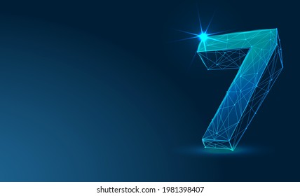 Number, 7; seven, seventh, Futuristic vector font typeface unique design. For technology, digital, engineering, gaming, sci-fi and science, business Illustrations and covers. Abstract low poly 3d. 