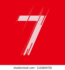 Number 7 Seven Symbol Red 