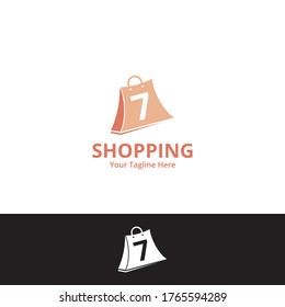 Number 7 Shop Logo designs Template. Illustration vector graphic of  number 7 and shop bag combination logo design concept. Perfect for Ecommerce,sale, discount or store web element. Company emblem