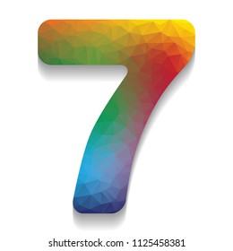 Number 7 sign design template element. Vector. Colorful icon with bright texture of mosaic with soft shadow on white background. Isolated.