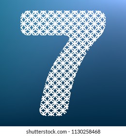 Number 7 sign design template element. Vector. White textured icon at lapis lazuli gradient background.