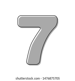Number 7 sign design template element. Black line icon with gray shifted flat filled icon on white background. Illustration.