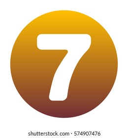 Number 7 sign design template element. White icon in circle with golden gradient as background. Isolated.