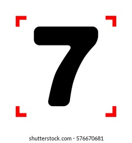 Number 7 sign design template element. Black icon in focus corne
