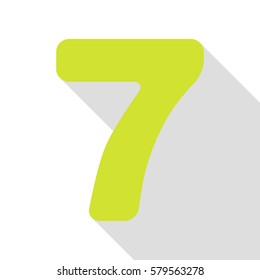 Number 7 sign design template element. Pear icon with flat style shadow path.