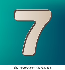 Number 7 sign design template element. Vector. Icon printed at 3d on sea color background.