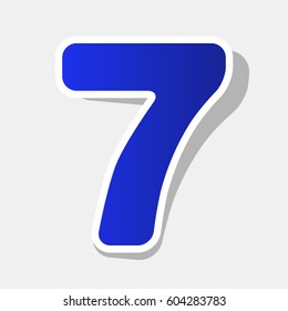 Number 7 sign design template element. Vector. New year bluish icon with outside stroke and gray shadow on light gray background.