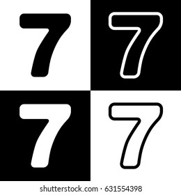 Number 7 sign design template element. Vector. Black and white icons and line icon on chess board.