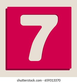 Number 7 sign design template element. Vector. Grayscale version of Popart-style icon.