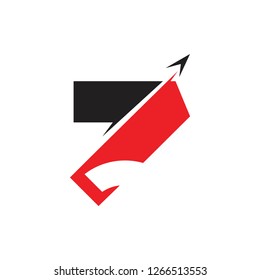 number 7 simple geometric motion arrow logo vector