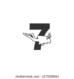 Number 7 and someone scuba, diving icon illustration template