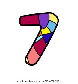 number 7 stained glass