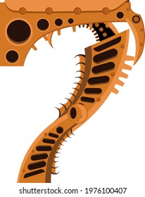 The number 7 in steampunk style. Vector illustration on a white isolated background.