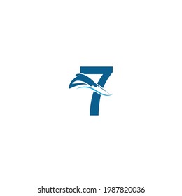 Number 7 with stingray icon logo template illustration vector