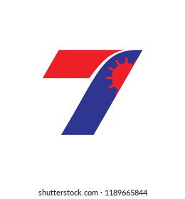 Number 7 with Sun logo design, Seven Day Logo