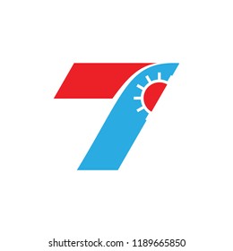 Number 7 with Sun logo design, Seven Day Logo
