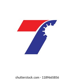 Number 7 with Sun logo design, Seven Day Logo