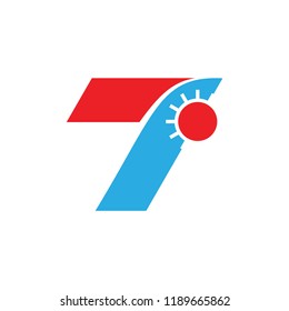 Number 7 with Sun logo design, Seven Day Logo