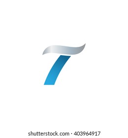 number 7 swoosh design template logo blue gray