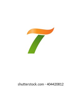 number 7 swoosh design template logo green orange