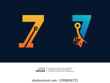 Number 7 tech logo design inspiration.