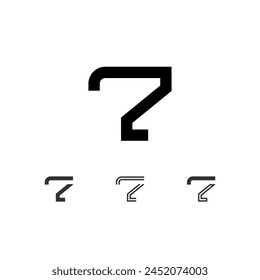 Number 7, technical digital alphabet font, including set from four of different numerals, vector illustration 10eps