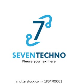 Number 7 techno logo template illustration. 