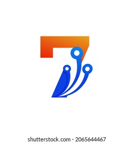 Number 7 Technology Logo Design Template Element