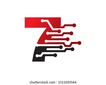 Number 7 technology logo or symbol template design