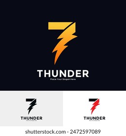 Number 7 Thunder Logo vector design. Suitable for business, initial Lightning Bolt, corporate, technology, and poster illustration symbol