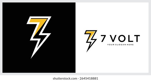 Number 7 Thunder Logo vector design, vector illustration