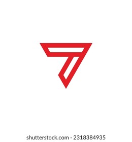 Number 7 triangle geometric symbol simple logo vector