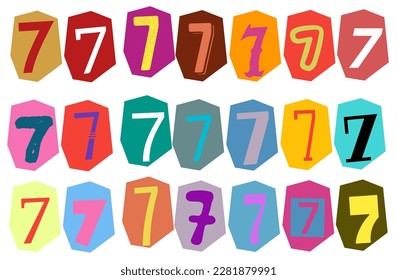 Number 7- vector cut newspaper and magazine letters, paper style ransom note letter