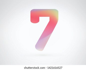 Number 7 vector design font alphabet with Modern dynamic playful flat design and brilliant smooth gradient color. Unique elements for your best design ; logo, font, corporate identity, application 