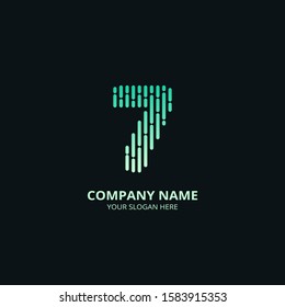 Number 7 vector font alphabet. Stripes Design Inspiration. Colorful logo for your company. Emblem. Creative Symbol. Logotype. Modern style